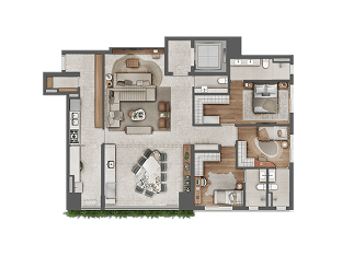 Planta 145 m² com 3 suítes — Almá Pinheiros