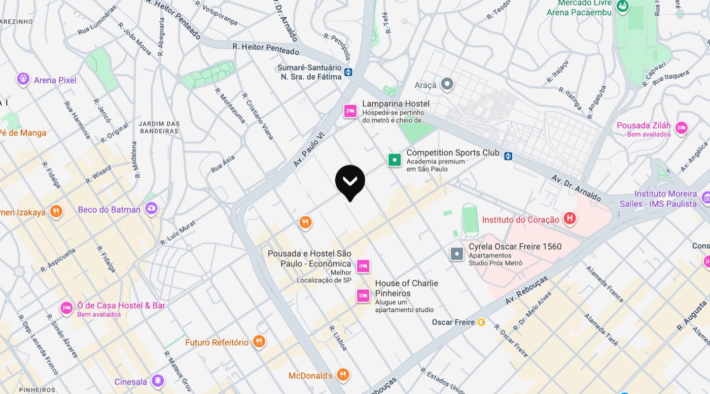 Mapa da Rua Alves Guimarães, 750 — Pinheiros