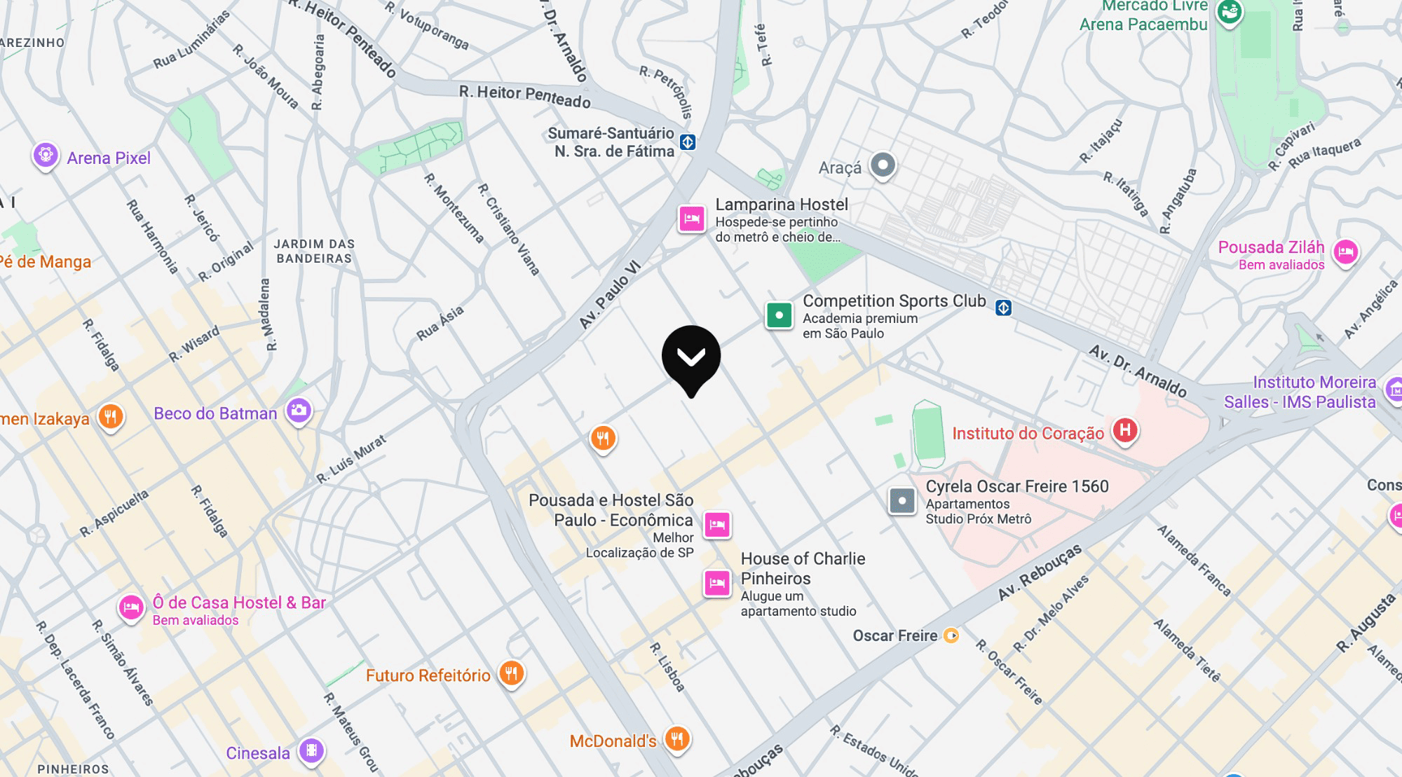 Mapa da Rua Alves Guimarães, 750 — Pinheiros